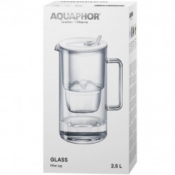 Cana filtrare apa Aquaphor Glass 120021, 2,5 l, Sticla, Contor, Filtru cu magneziu, Alb