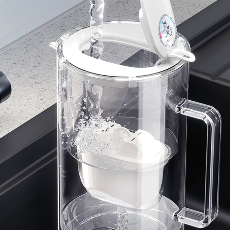 Cana filtrare apa Aquaphor Glass 120021, 2,5 l, Sticla, Contor, Filtru cu magneziu, Alb