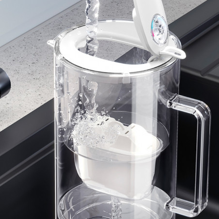 Cana filtrare apa Aquaphor Glass 120021, 2,5 l, Sticla, Contor, Filtru cu magneziu, Alb