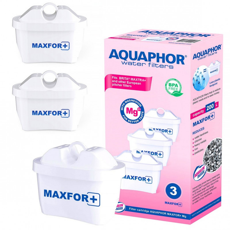 Set 3 filtre apa pentru cana Aquaphor MAXFOR+ Mg 220006, 200 l, Alb