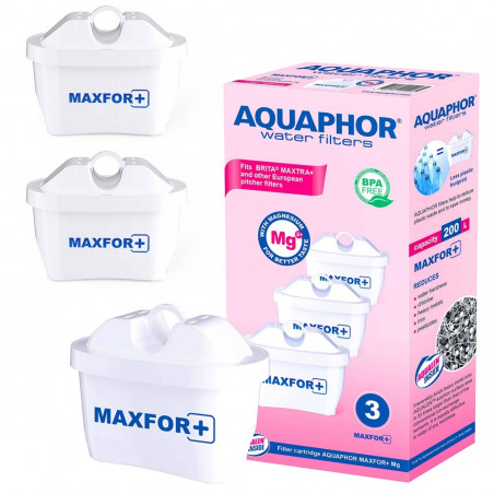 Set 3 filtre apa pentru cana Aquaphor MAXFOR+ Mg 220006, 200 l, Alb