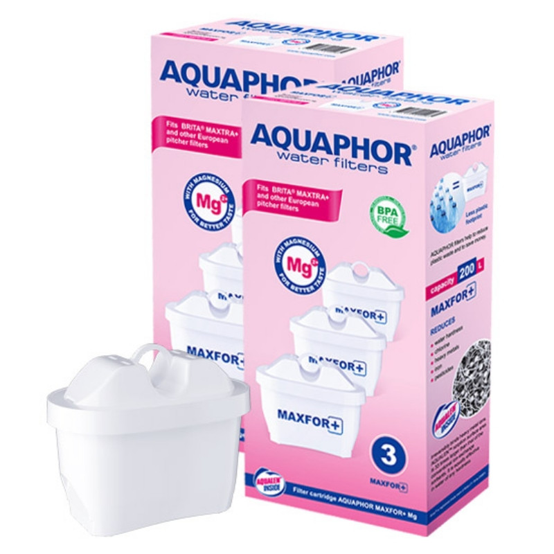 Set 6 filtre apa pentru cana Aquaphor MAXFOR+ Mg 220008, 200 l, Alb