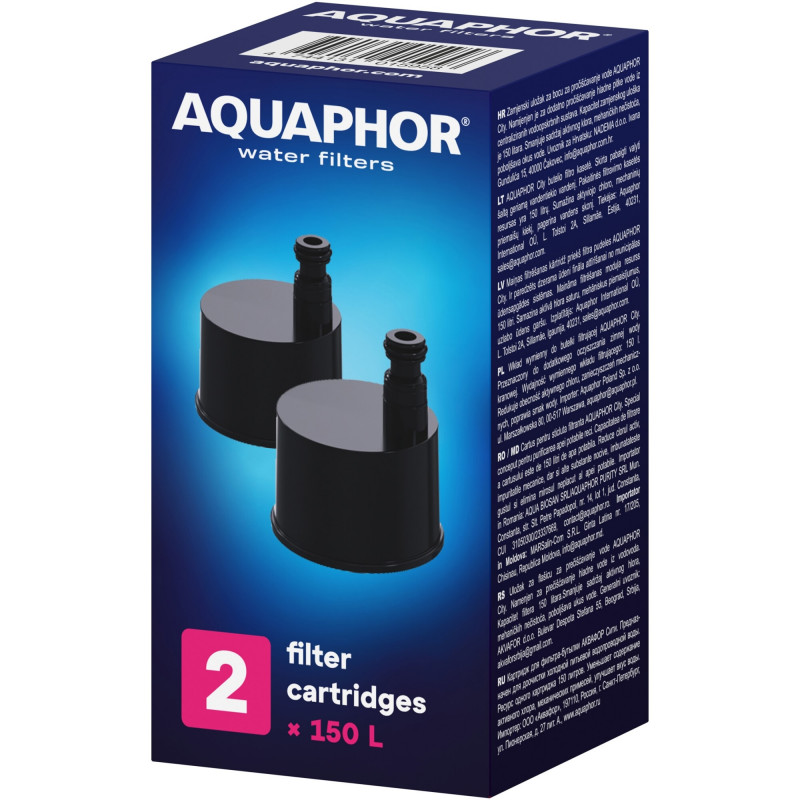 Set de 2 filtre pentru sticla de apă Aquaphor City 270002, negru