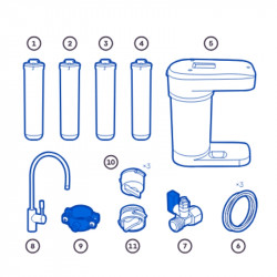 Sistem de filtrare incorporabil cu osmoza inversa Aquaphor DWM-101S Morion 320003, 6,5 bari, 2 l/min, Mineralizare, Alb