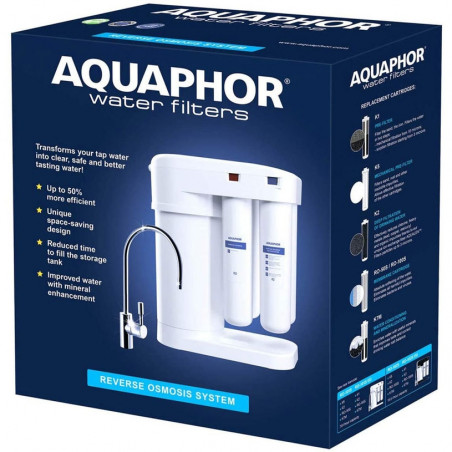 Sistem de filtrare incorporabil cu osmoza inversa Aquaphor DWM-101S Morion 320003, 6,5 bari, 2 l/min, Mineralizare, Alb
