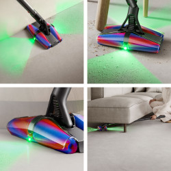 Aspirator vertical Dyson PencilVac Fluffycones 492689-01, 55 AW, 30 min, 80 ml, 140000 Hyperdymium™, design ultra-subțire, iluminare LED, negru