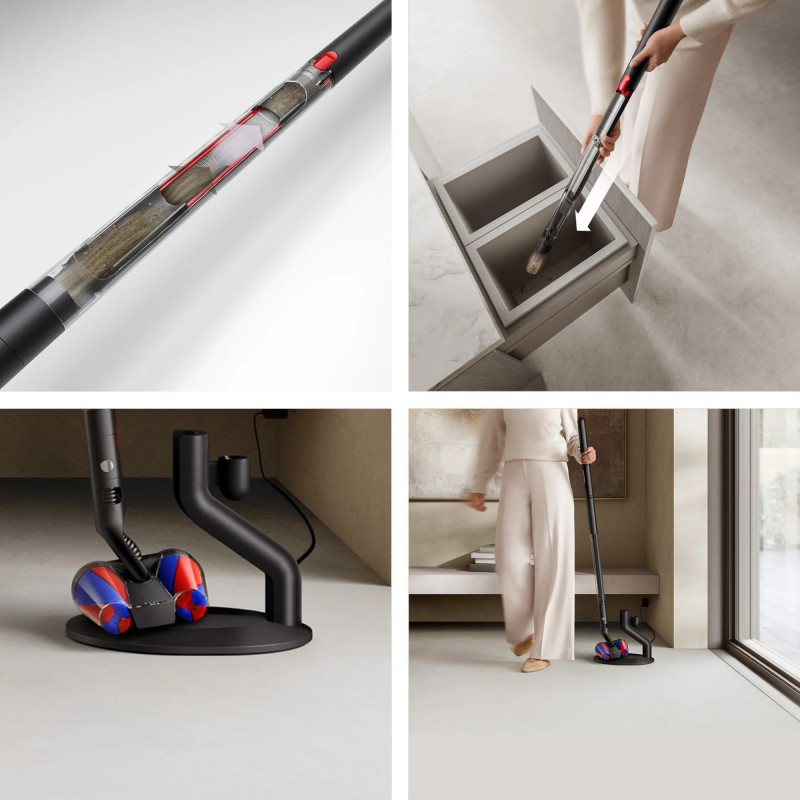 Aspirator vertical Dyson PencilVac Fluffycones 492689-01, 55 AW, 30 min, 80 ml, 140000 Hyperdymium™, design ultra-subțire, iluminare LED, negru