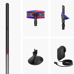 Aspirator vertical Dyson PencilVac Fluffycones 492689-01, 55 AW, 30 min, 80 ml, 140000 Hyperdymium™, design ultra-subțire, iluminare LED, negru