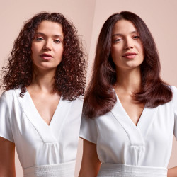 Placă de îndreptat părul Dyson HT01 Airstrait RdVe/Gd 596931-01, 1600 W, max. 140 °C, ionizare, 6 niveluri de temperatură, protejează părul, acoperire din cupru, ecran LCD, roșu catifelat/auriu