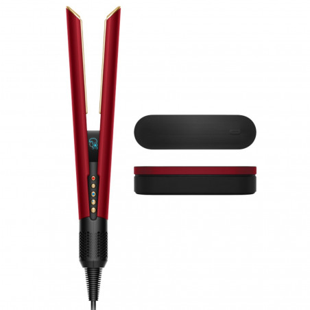 Placă de îndreptat părul Dyson HT01 Airstrait RdVe/Gd 596931-01, 1600 W, max. 140 °C, ionizare, 6 niveluri de temperatură, protejează părul, acoperire din cupru, ecran LCD, roșu catifelat/auriu