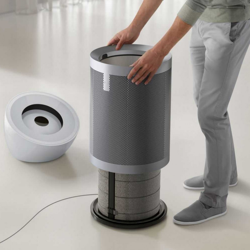 Purificator de aer Dyson Purifier Big+Quiet Formaldehyde BP02 304511-01 Alb/Argintiu, 50 W, 100 m², 90 l/s, 10 viteze, 2 moduri de flux de aer, ecran LCD, funcționare silențioasă, Alb/Argintiu