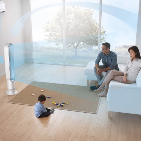 Ventilator Dyson Cool™ AM07 300912-01, 56 W, 500 l/s, 10 viteze, Air Multiplier™, oscilație 70°, temporizator, alb/argintiu