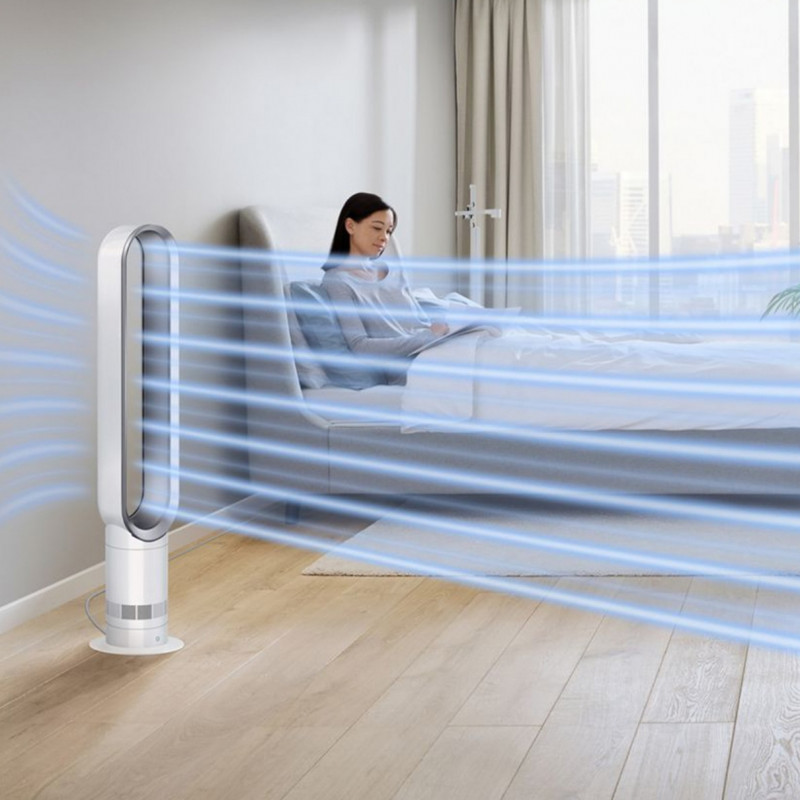 Ventilator Dyson Cool™ AM07 300912-01, 56 W, 500 l/s, 10 viteze, Air Multiplier™, oscilație 70°, temporizator, alb/argintiu