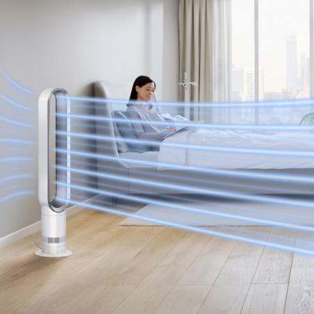 Ventilator Dyson Cool™ AM07 300912-01, 56 W, 500 l/s, 10 viteze, Air Multiplier™, oscilație 70°, temporizator, alb/argintiu