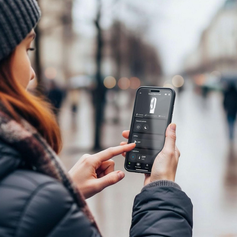 Aparat de încălzire și răcire 2-în-1 Dyson AM15 Hot+Cool 586340-01, 35 m², 10 viteze, oscilație 70°, ecran LCD, protecție împotriva răsturnării, Air Multiplier™, alb/argintiu