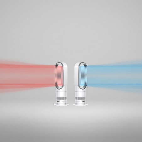 Aparat de încălzire și răcire 2-în-1 Dyson AM15 Hot+Cool 586340-01, 35 m², 10 viteze, oscilație 70°, ecran LCD, protecție împotriva răsturnării, Air Multiplier™, alb/argintiu