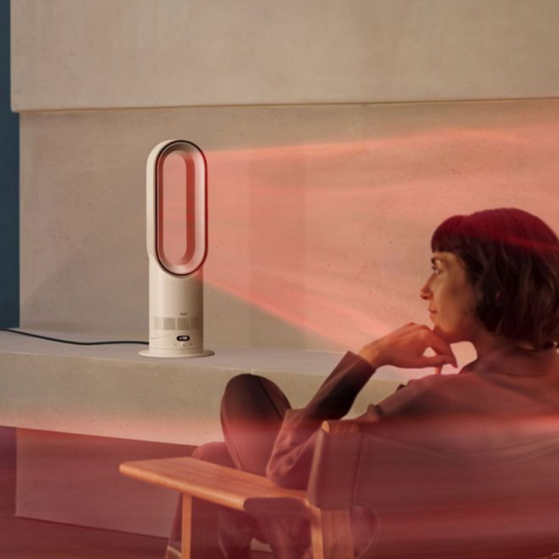 Aparat de încălzire și răcire 2-în-1 Dyson AM15 Hot+Cool 586340-01, 35 m², 10 viteze, oscilație 70°, ecran LCD, protecție împotriva răsturnării, Air Multiplier™, alb/argintiu