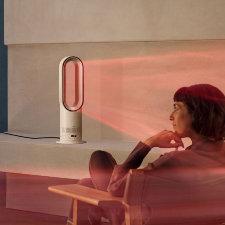 Aparat de încălzire și răcire 2-în-1 Dyson AM15 Hot+Cool 586340-01, 35 m², 10 viteze, oscilație 70°, ecran LCD, protecție împotriva răsturnării, Air Multiplier™, alb/argintiu