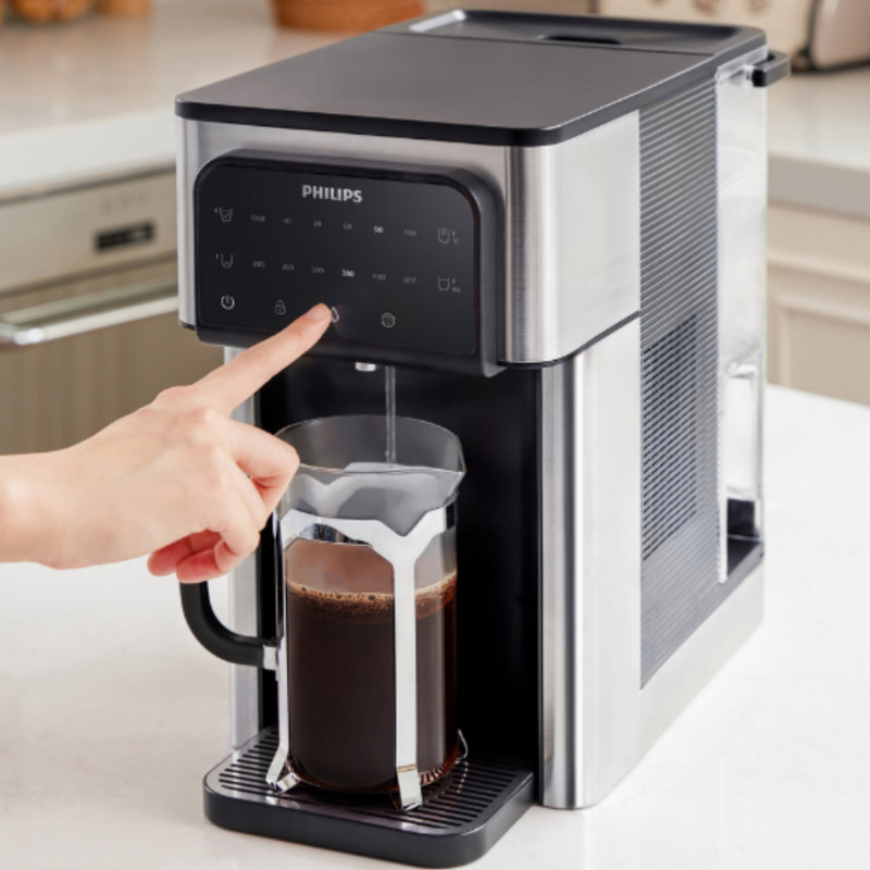 Dozator filtrare, incalzire si racire a apei Philips ADD5980S/10, 2200 W, 0,6 bar, 2,8 l, Micro X-Clean, 5-30 °C, Fara BPA, Inox/Negru