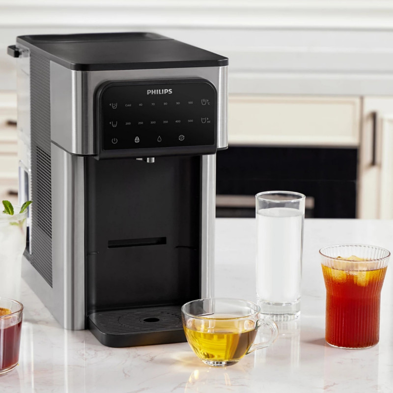 Dozator filtrare, incalzire si racire a apei Philips ADD5980S/10, 2200 W, 0,6 bar, 2,8 l, Micro X-Clean, 5-30 °C, Fara BPA, Inox/Negru