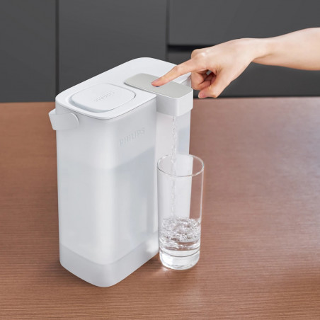 Cană cu filtru instant pentru apă Philips AWP2980WH/58, 6 W, 3 l, 1 l/min, 2–38 °C, autonomie de 30 de zile, alb