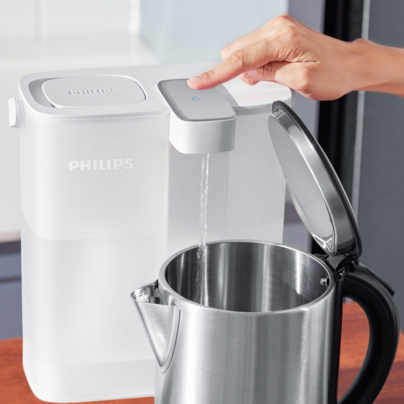 Cană cu filtru instant pentru apă Philips AWP2980WH/58, 6 W, 3 l, 1 l/min, 2–38 °C, autonomie de 30 de zile, alb
