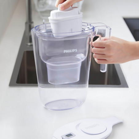 Filtru de apă Philips AWP2933WHT/58, 2,6 l, cronometru digital, Micro X-Clean, alb