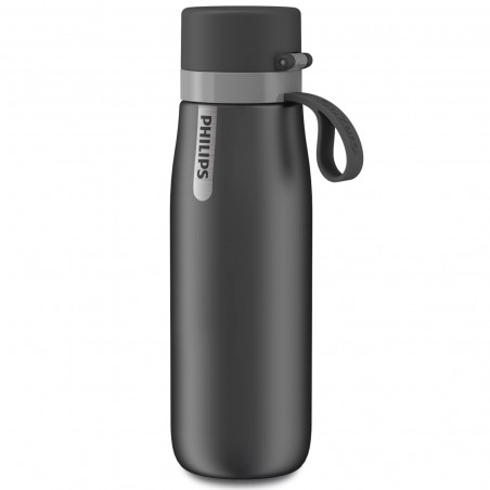 Sticla cu filtru pentru apa Philips GoZero Daily AWP2771GRR/58, 550 ml, Otel inoxidabil 18/8, Izolatie sub vid, Pereti dubli, Gri