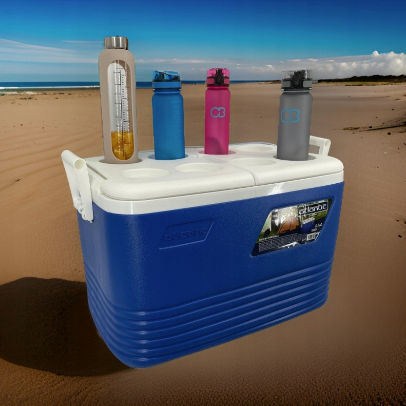 Cutie frigorifică Atlantic 1008729, 60 l, Răcire pasivă, 8 suporturi pentru pahare, Albastru