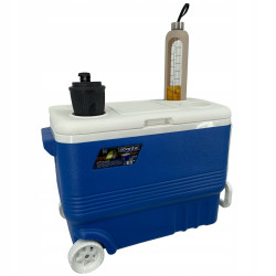 Ladă frigorifică cu roți Atlantic 1008728, 45 l, Răcire pasivă, 4 suporturi pentru pahare, Albastru