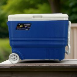 Ladă frigorifică cu roți Atlantic 1008728, 45 l, Răcire pasivă, 4 suporturi pentru pahare, Albastru