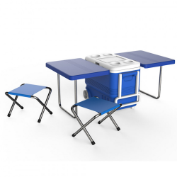 Ladă frigorifică cu rafturi Atlantic 1008727, 45 l, Răcire pasivă, 4 suporturi pentru pahare, Albastru