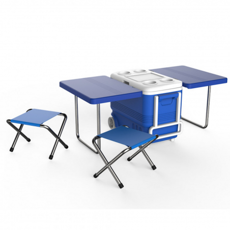 Ladă frigorifică cu rafturi Atlantic 1008727, 45 l, Răcire pasivă, 4 suporturi pentru pahare, Albastru