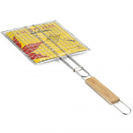 Gratar pentru burgeri Muhler 1001836, 22 x 20 x 52 cm, Otel inoxidabil, Maner din lemn, Argintiu