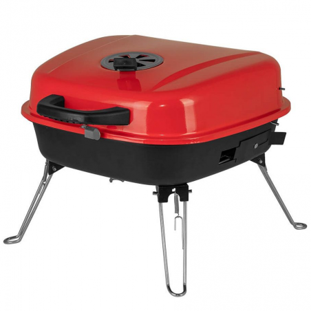 Grătar pe cărbuni Muhler 1003819, 41 x 41 x 40 cm, grătar zincat, capac, roșu