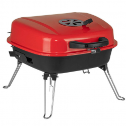 Grătar pe cărbuni Muhler 1003819, 41 x 41 x 40 cm, grătar zincat, capac, roșu