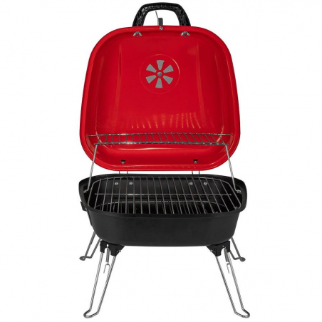 Grătar pe cărbuni Muhler 1003819, 41 x 41 x 40 cm, grătar zincat, capac, roșu
