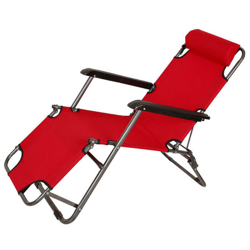 Șezlong Muhler C2078 1005235, 153 x 60 x 78 cm, până la 100 kg, pliabil, roșu