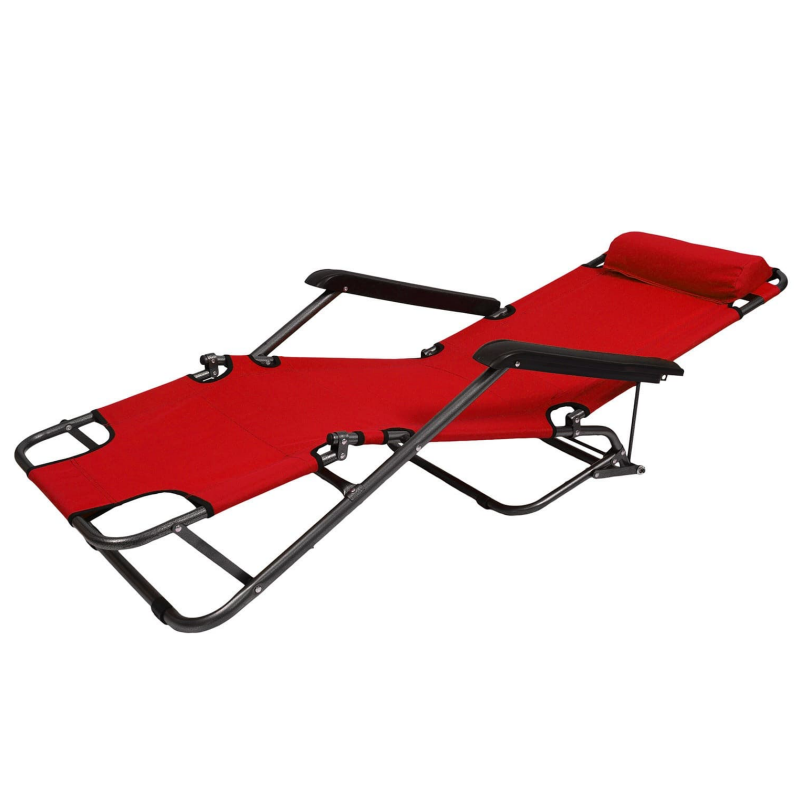 Șezlong Muhler C2078 1005235, 153 x 60 x 78 cm, până la 100 kg, pliabil, roșu