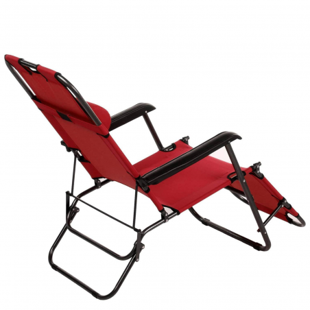 Șezlong Muhler C2078 1005235, 153 x 60 x 78 cm, până la 100 kg, pliabil, roșu