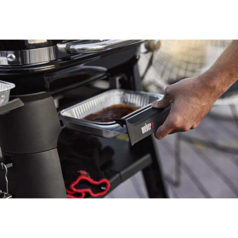 Gratar electric Weber Lumin Compact WB91010979DL, 2200 W, 315 °C MAX, Grill din fonta emailate cu portelan, Negru