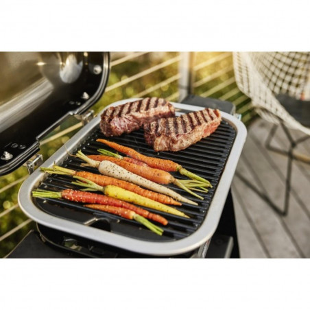 Gratar electric Weber Lumin Compact WB91010979DL, 2200 W, 315 °C MAX, Grill din fonta emailate cu portelan, Negru