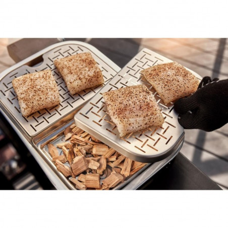 Gratar electric Weber Lumin Compact WB91010979DL, 2200 W, 315 °C MAX, Grill din fonta emailate cu portelan, Negru