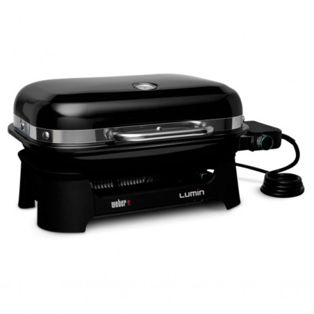 Gratar electric Weber Lumin Compact WB91010979DL, 2200 W, 315 °C MAX, Grill din fonta emailate cu portelan, Negru