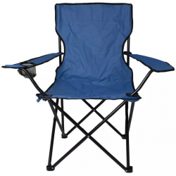 Scaun de camping Muhler C2012 109267, 52 x 52 x 90 cm, până la 100 kg, suport pentru pahar, pliabil, albastru
