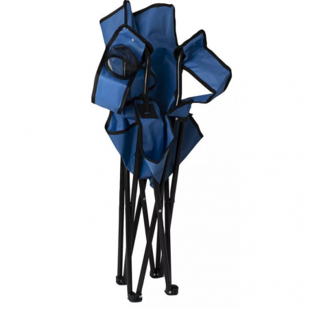 Scaun de camping Muhler C2012 109267, 52 x 52 x 90 cm, până la 100 kg, suport pentru pahar, pliabil, albastru