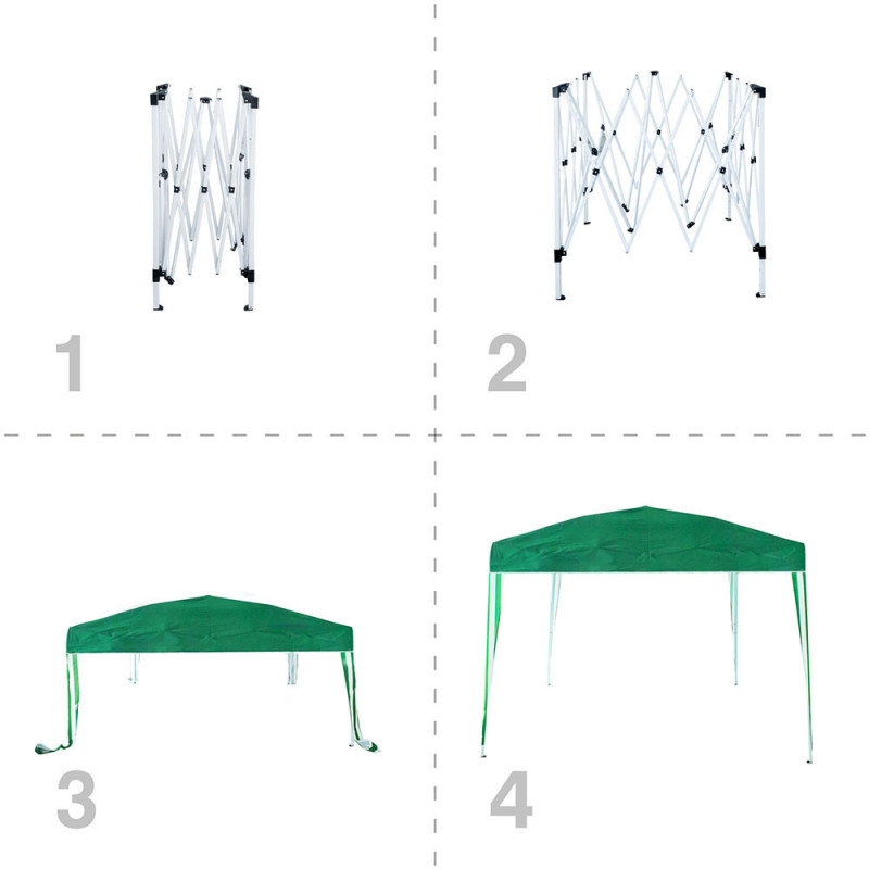 Cort de grădină Muhler 649419, 300x300x250 cm, Cadru metalic, Impermeabil, Pliabil, Verde