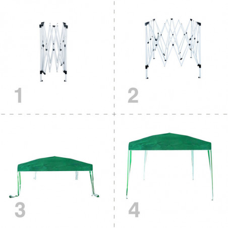 Cort de grădină Muhler 649419, 300x300x250 cm, Cadru metalic, Impermeabil, Pliabil, Verde