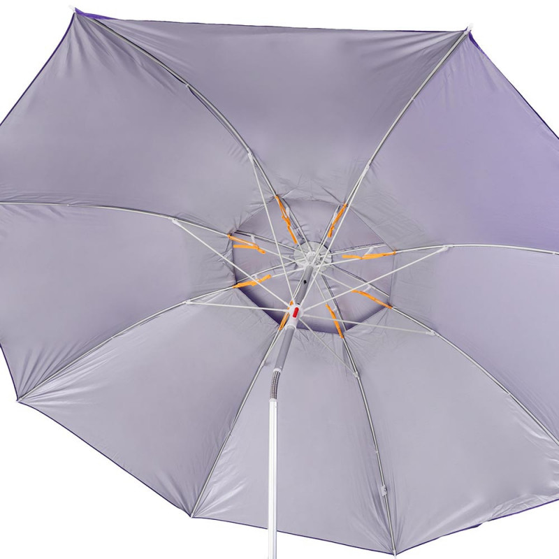Umbrelă de plajă Muhler YL1039, 200x200 cm, protecție UV, cadru din oțel, înclinare reglabilă, violet