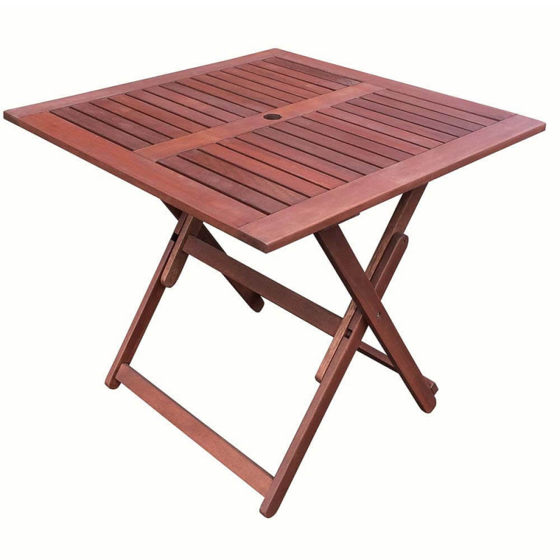 Set de grădină Tirora Muhler Meranti, 5 piese, până la 100 kg, pliabil, lemn, maro